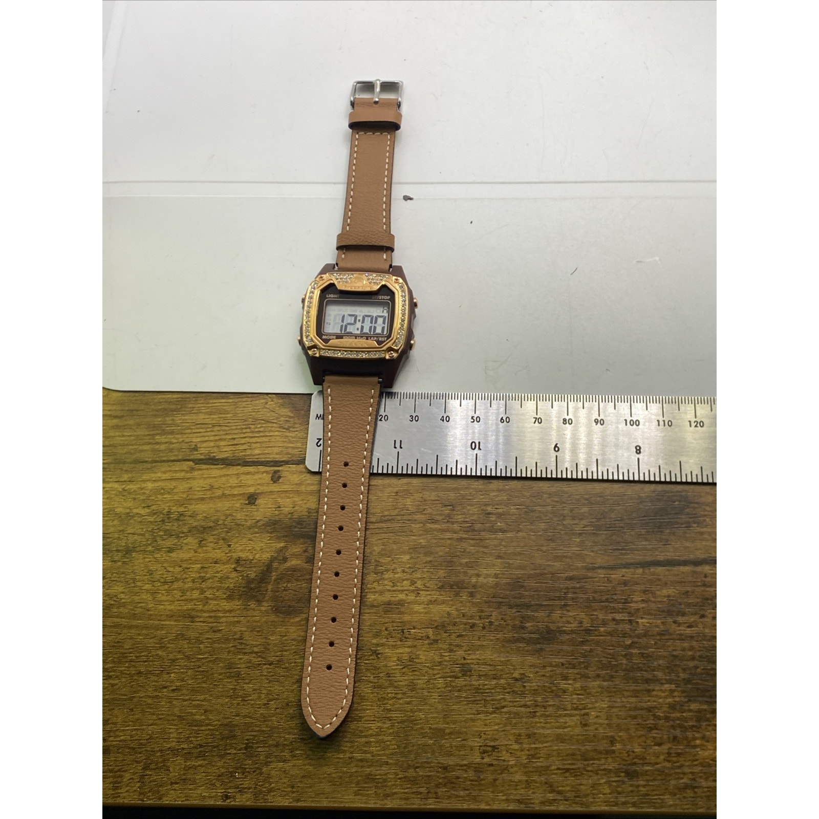 Freestyle Shark Rosegold Rhinestone Brown Leather Band Surfing Watch New Battery — image 5 of 7